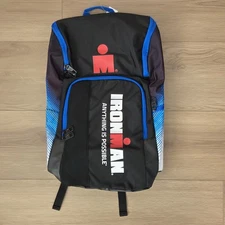 Ironman Transition Triathalon Backpack Black Blue Bag IM Logo Gear $80 NWT