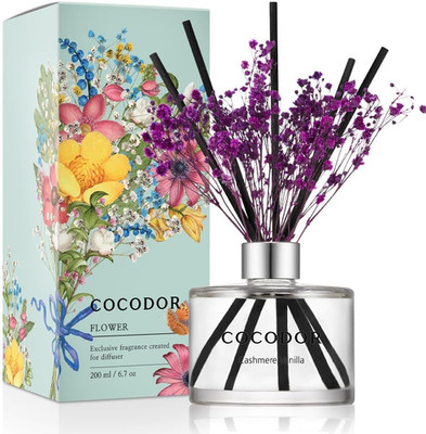 COCODOR Flower Reed Diffuser Set / 6.7Oz / Cashmere Vanilla/Scent Diffuser with