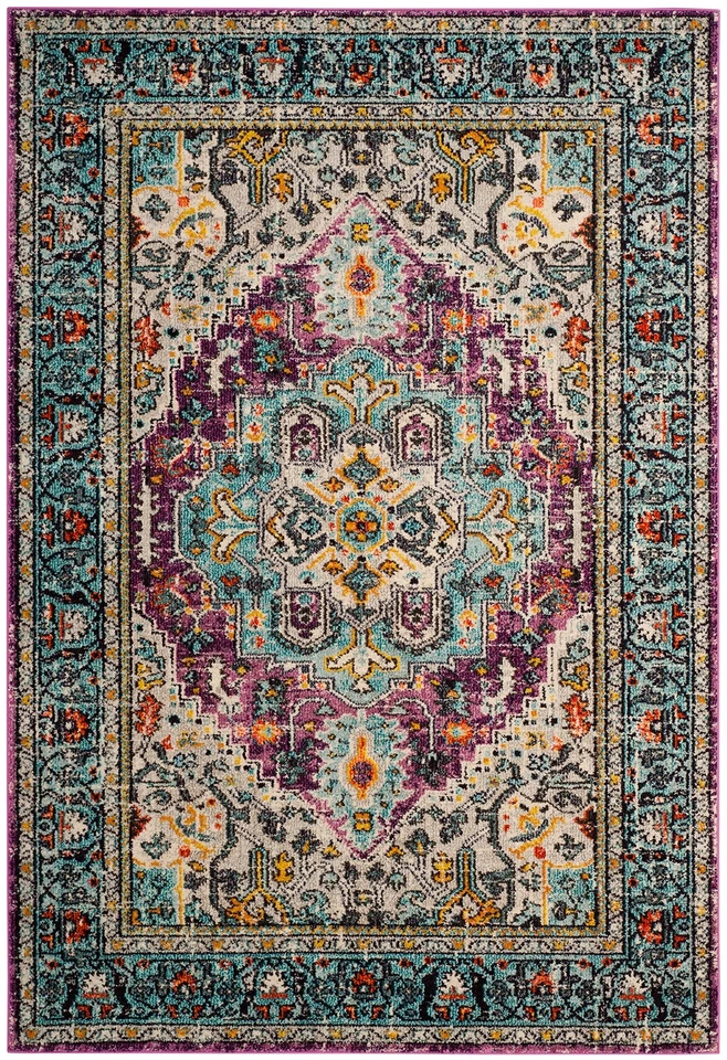 Alfombra Colección Monaco - 5'1" x 7'7", Violeta y Azul Claro, Boho Chic Meda... Foto 3 de 4