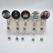 Retractable Badge Reels Fun Set of 5