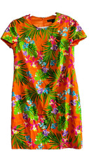 Ralph Lauren Womens 8 Black Label Shift Dress Hawaiian Orange Floral Silk Lining