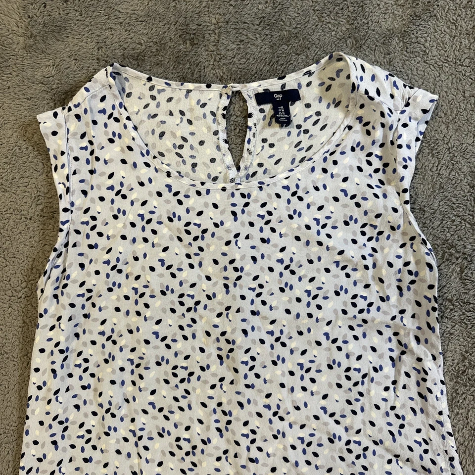 Blusa sin mangas informal de negocios estampado azul Gap para mujer talla M. Gran grapa Foto 3 de 4