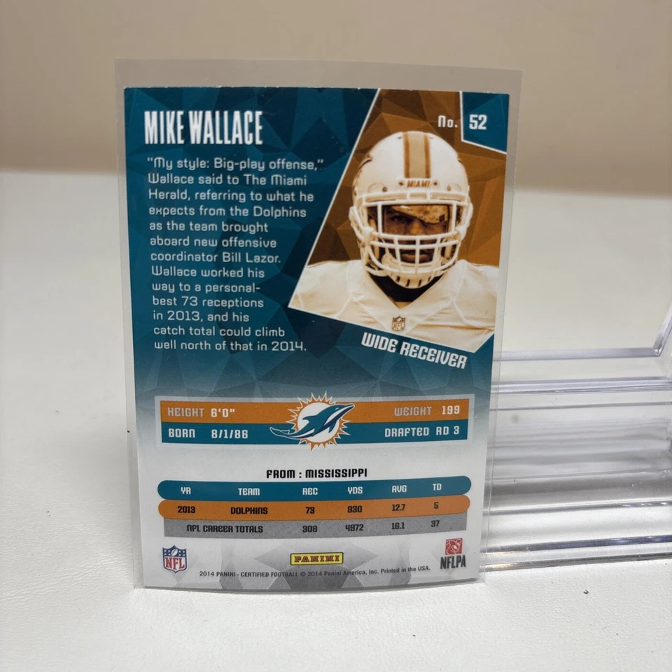2014 Panini Certified #52 Mike Wallace - Image 2 of 2