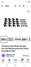 Stainless Steel Roller Rocker Arm Set Replacement for Chevy Small Block SBC