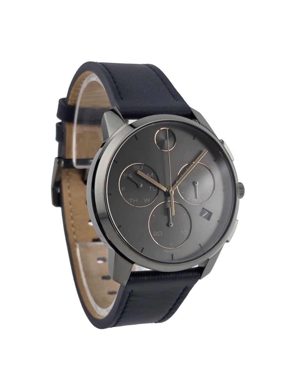 Movado Bold 3600720 Grey Dial Leather Band Men display picture 2