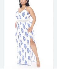 Fashion Nova Holy Slit Maxi Dress Sz 2X Plus Women’s Sleeveless