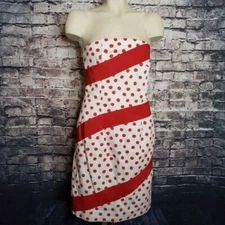 Victor Costa Strapless Stripes and Dots Dress S
