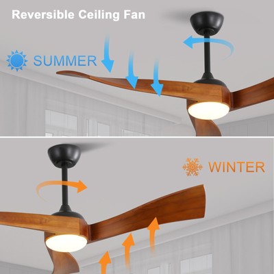 52 Inch Ceiling Zweiwege-Lüft Fan Light With 6 Speed Remote Energy-save DC Motor