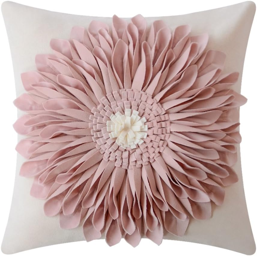 Handmade 3D Flower Decorative Throw Pillow Covers for Home Accent-image
