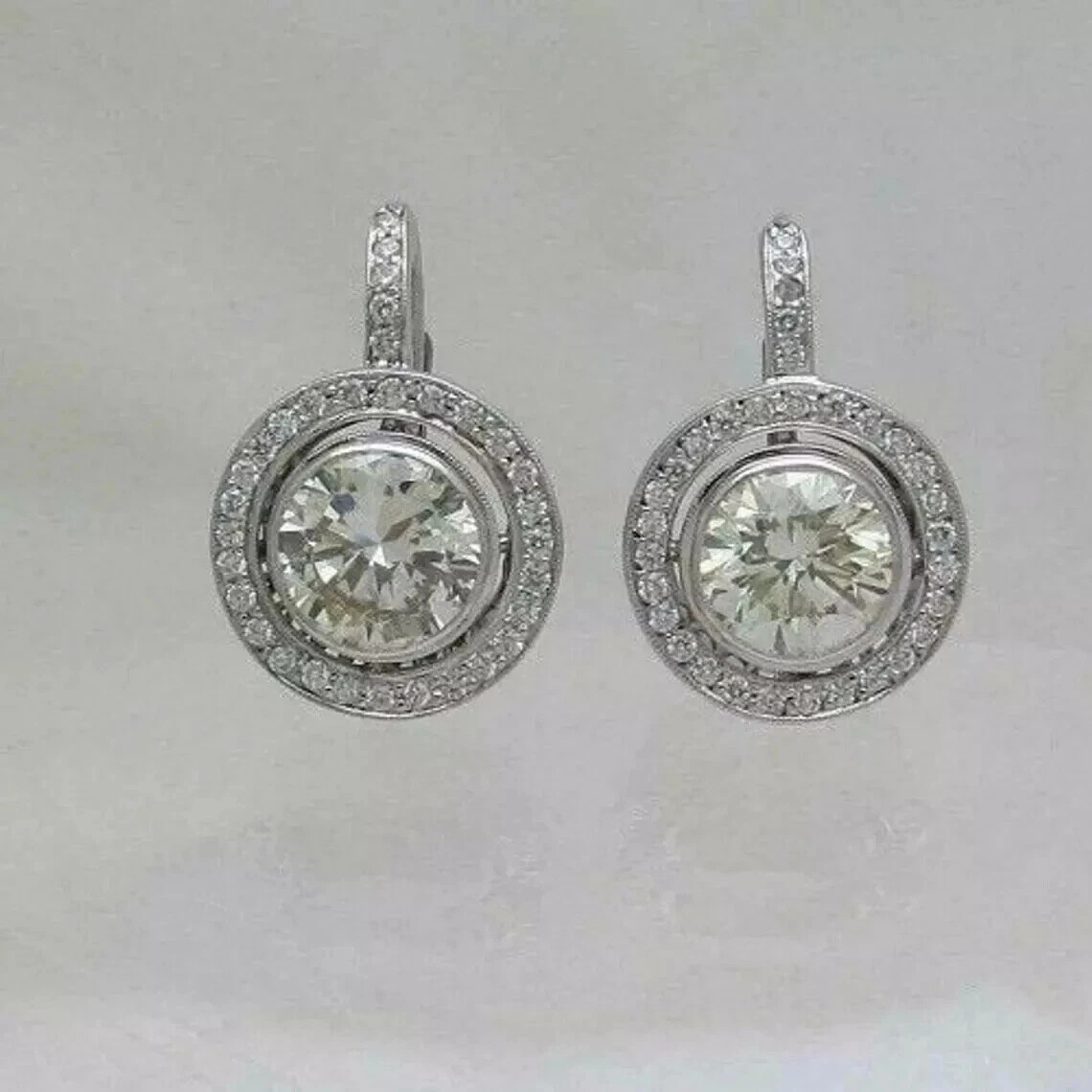 3.50Ct Lab Diamond Round Drop Dangle Earrings in 14K White Gold