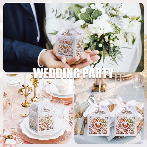 24PCS White Hollowed Out Heart Wedding Candy Box Wedding Welcome Baby Shower - Picture 5 of 7