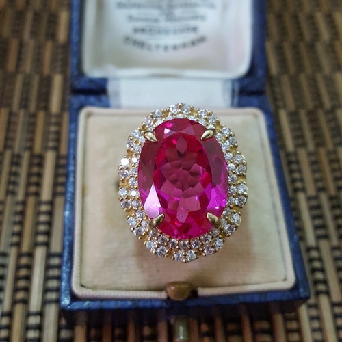 925 Sterling Silver Ring, Lab Created Ruby,Size K.5 US 5.5, Large Cocktail Ring - Picture 8 of 10