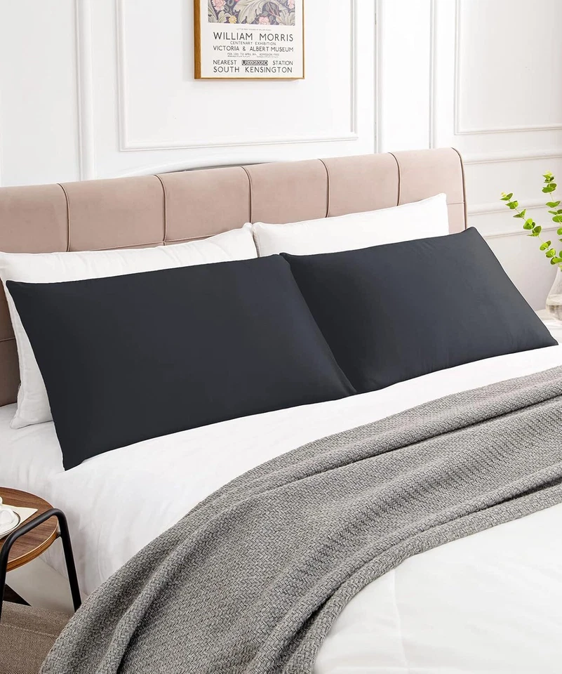 Juego de 2 fundas de almohada de algodón suaves transpirables 600 hilos estándar 20x26 Foto 2 de 4