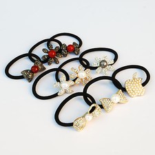 Large Pearl/Rhinestone Charm Hair Tie