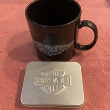 Harley Davidson Lot  Single Playing Card Deck Sealed, 16oz Logo Coffee Mug Black