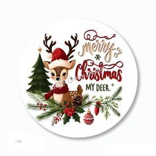 Merry Christmas My Deer Reindeer Favors Scrapbook Stickers Envelope Seals