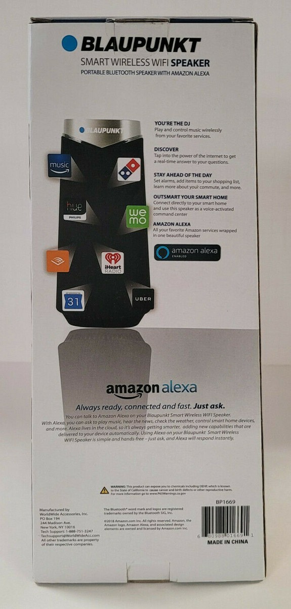 Blaupunkt BP1669 Smart Bluetooth Wireless Wi-Fi Speaker Amazon Alexa NEW