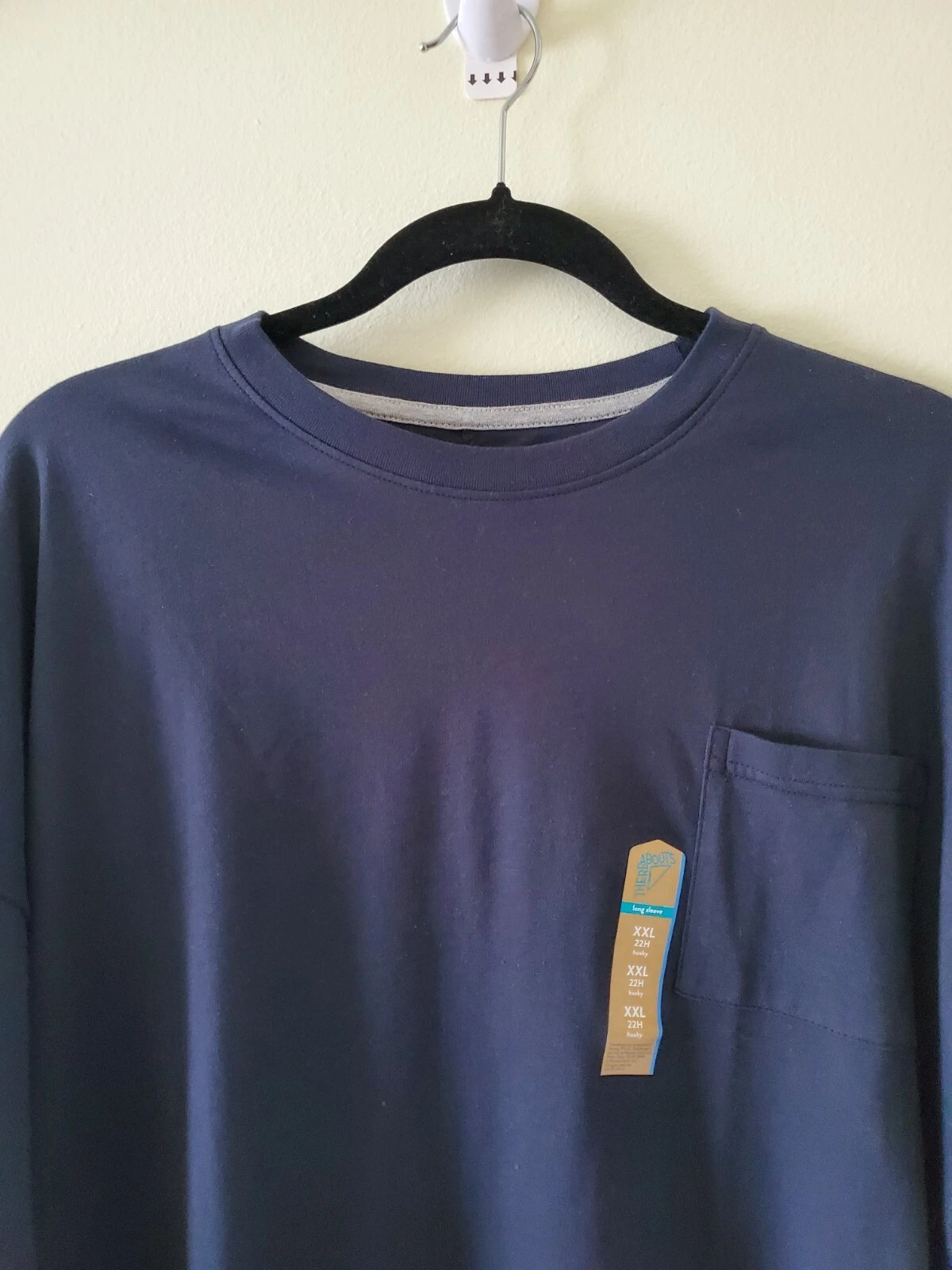 Thereabouts Men's XXL (22 H) Cotton Blen T-Shirt Long Sleeve Stretch Pocket Navy