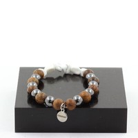 Usa Howlite Armband + HäMatit Perlen + Holz 8 Mm. Hergestellt In Frankreich.