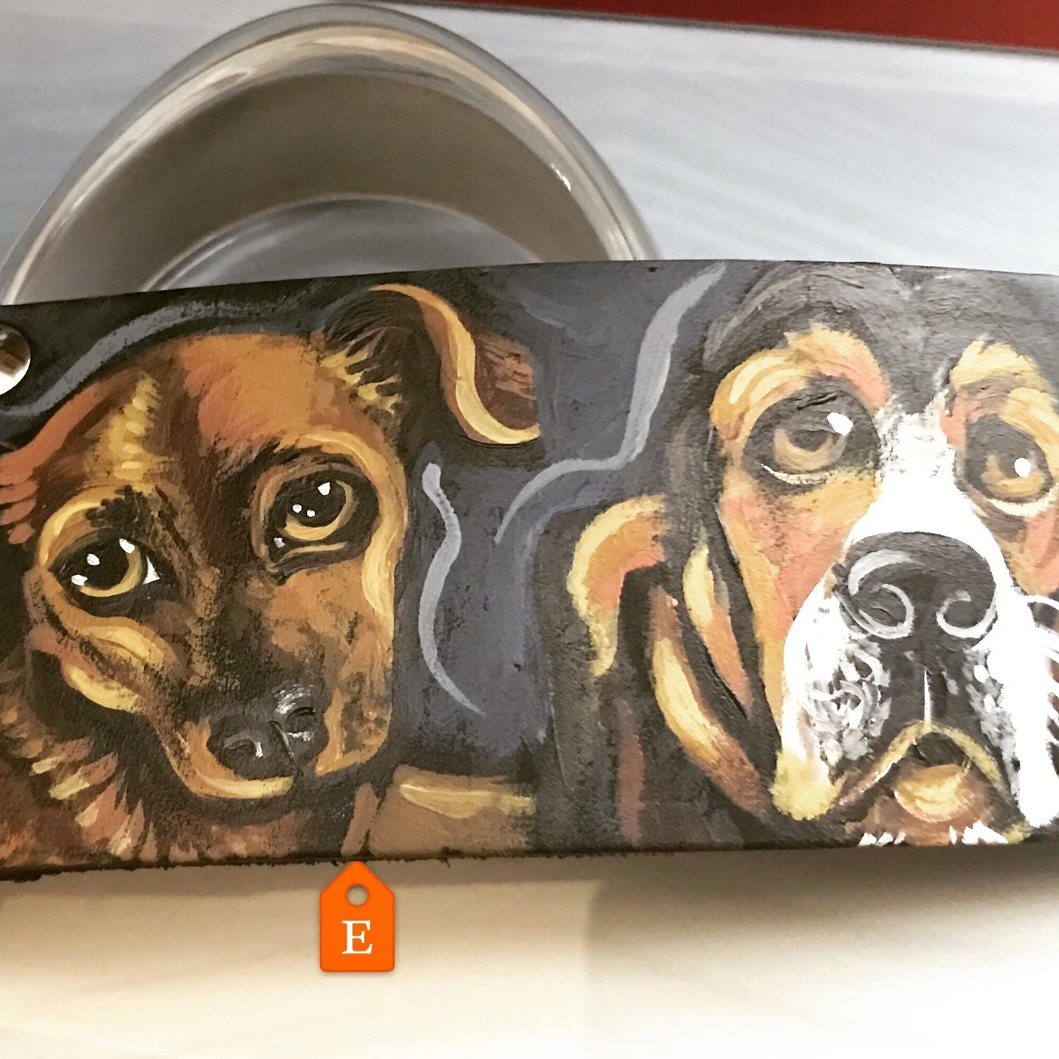 Tattoo Leather DOG collar Large Bigger Breed Dog Pet Portrait Collar 2 In Wide