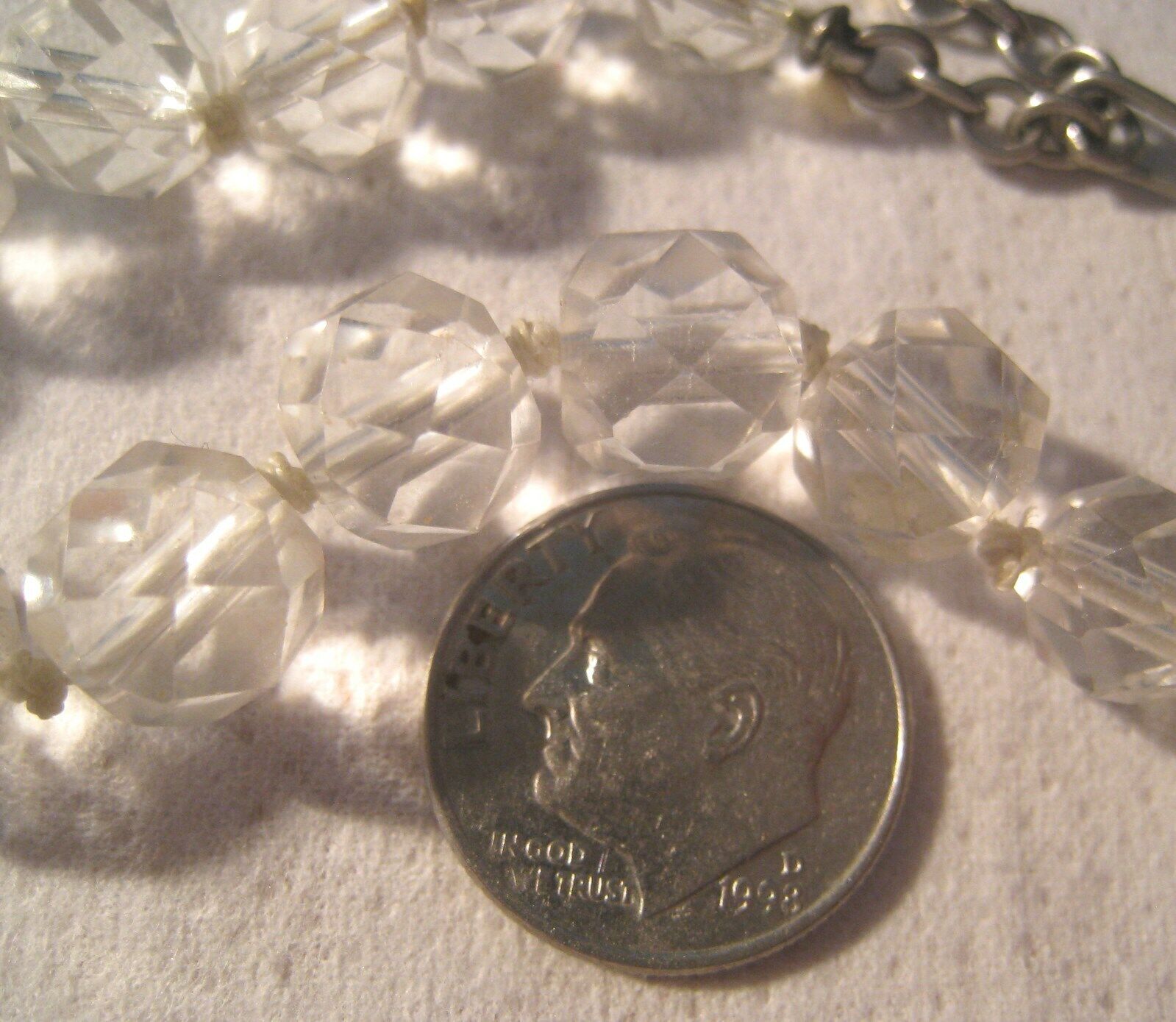 Vintage Graduated Faceted Clear Rock Crystal Bead… - image 4