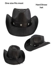 Black Stars Cool COWBOy RODEO HAT STRAW STYLE COWBOY One Size Fix s Most