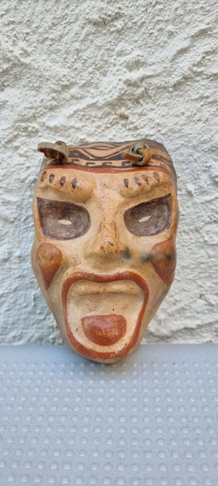 Sur America Ceremonial Mask.clay Terracota Máscara de Barro Cocido De