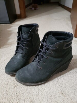 Women's Timberland Earthkeepers Amston Black Wedge Boot size