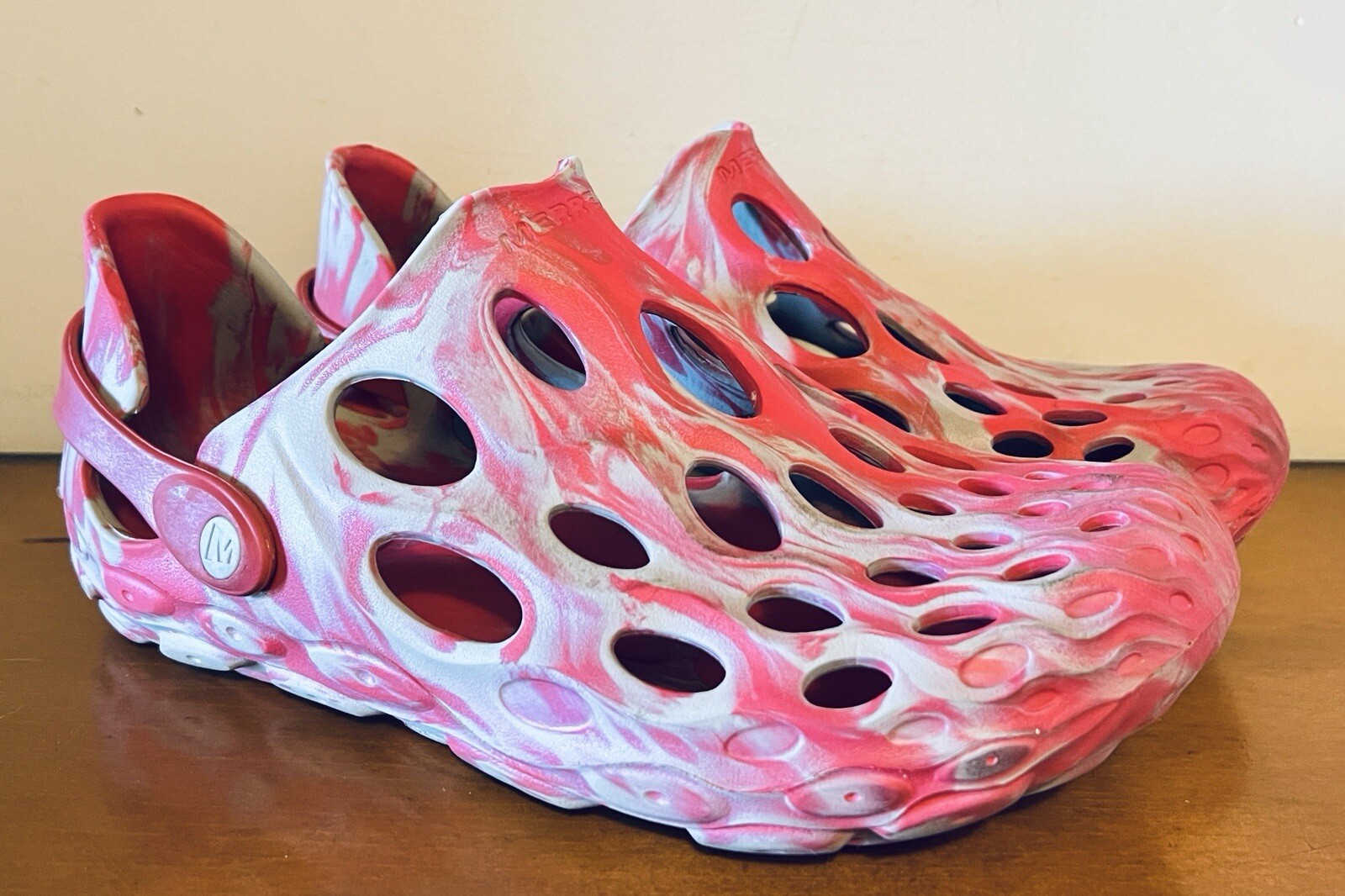 Merrell Uomo Hydro Moc Scarpe Acqua Sandali Slip On Zoccoli Rosso e Grigio Taglia 10