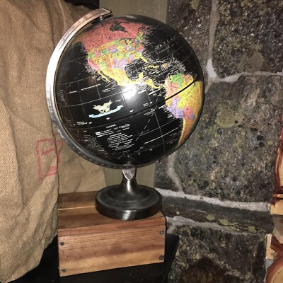 Vintage Black Replogle World Starlight Globe office library décor post 1991