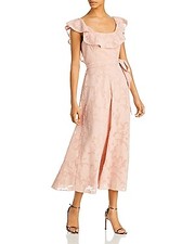 Aqua ROSE DAWN Women's Textured Floral MIDI Dress, US 4