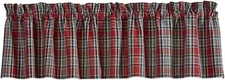 Wilderness Plaid Valance 16x72 COUNTRY Cottage Red Black White Cotton Park