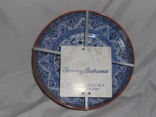 New Tommy Bahama Melamine Pasta Dinner sized bowls Spanish Terracotta Blue Tile