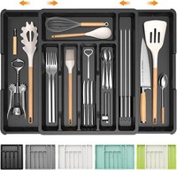Schubladen Besteckkasten Ausziehbar Besteckeinsatz Cutlery Organizer Schwarz