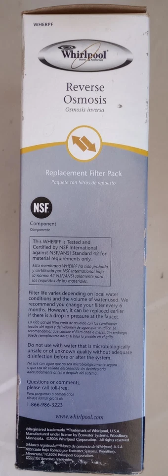 WHIRLPOOL REPLACEMENT FILTER PACK Reverse Osmosis 3 Pack WHERPF - Image 2 of 4