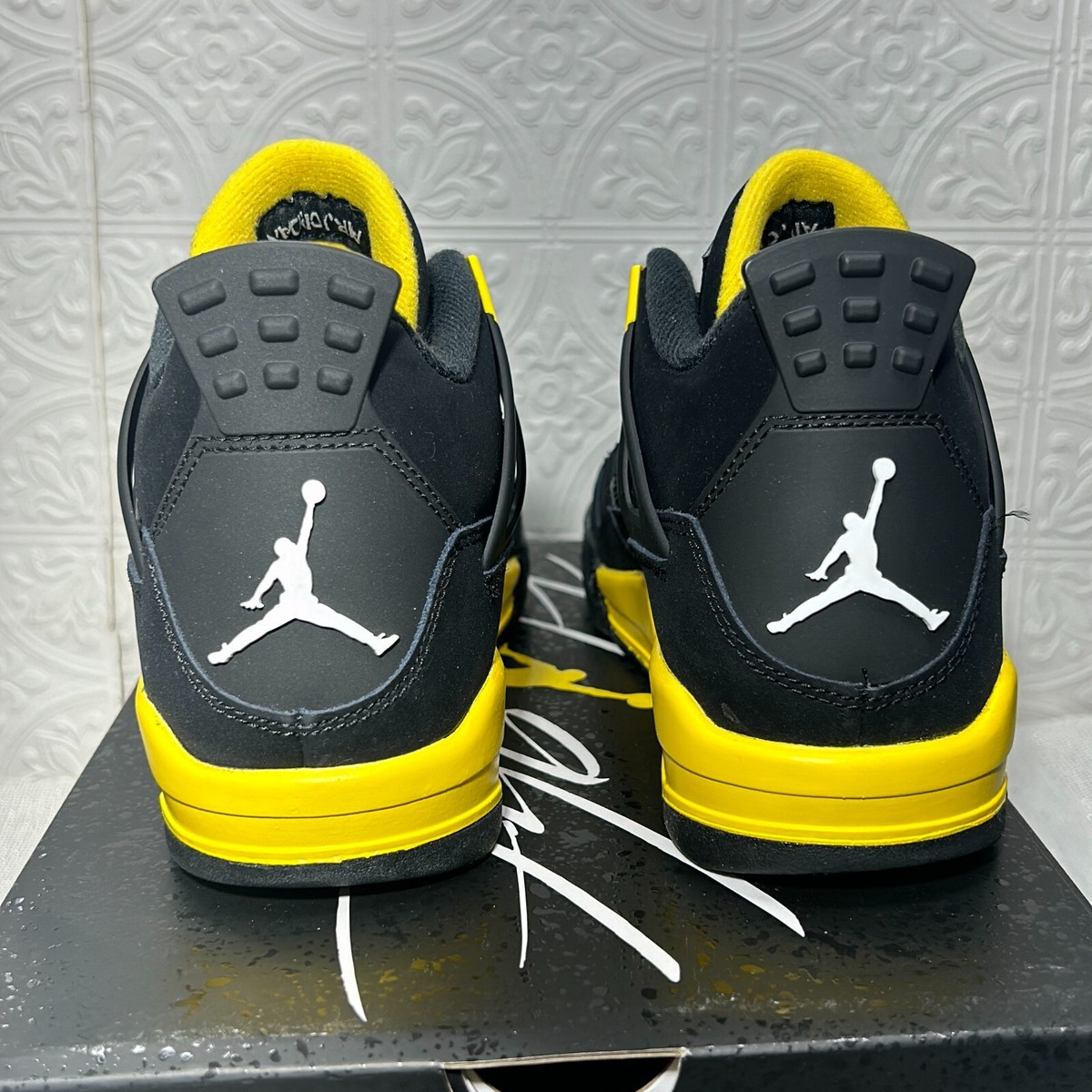 Nike Air Jordan 4 Retro Thunder 408452017 Black Yellow Shoes Nike Air Jordan 4 Retro Thunder 408452017 Black Yellow Shoes