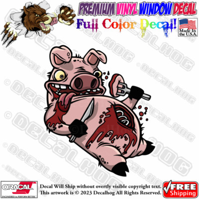 Gluttony Pig Pork Bacon BBQ Full Color Car Truck Window Vinyl Decal Sticker.