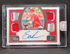 SAM BACHMAN 2022 Panini Three & Two #/15 ROOKIE QUAD 3 Color Game Used AUTO MINT