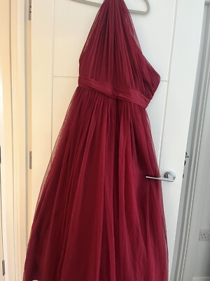ASOS One Shoulder Burgundy / Oxblood Bridesmaid Tulle Maxi Dress