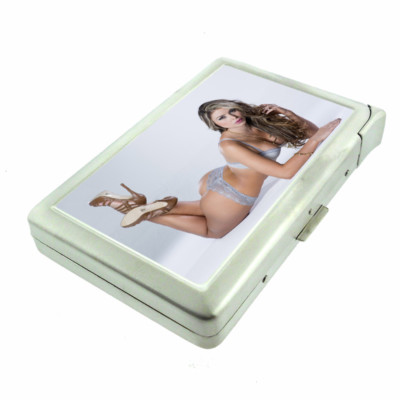 Colombian Pin Up Girls D3 Cigarette Case with Built in Lighter Metal Wallet 