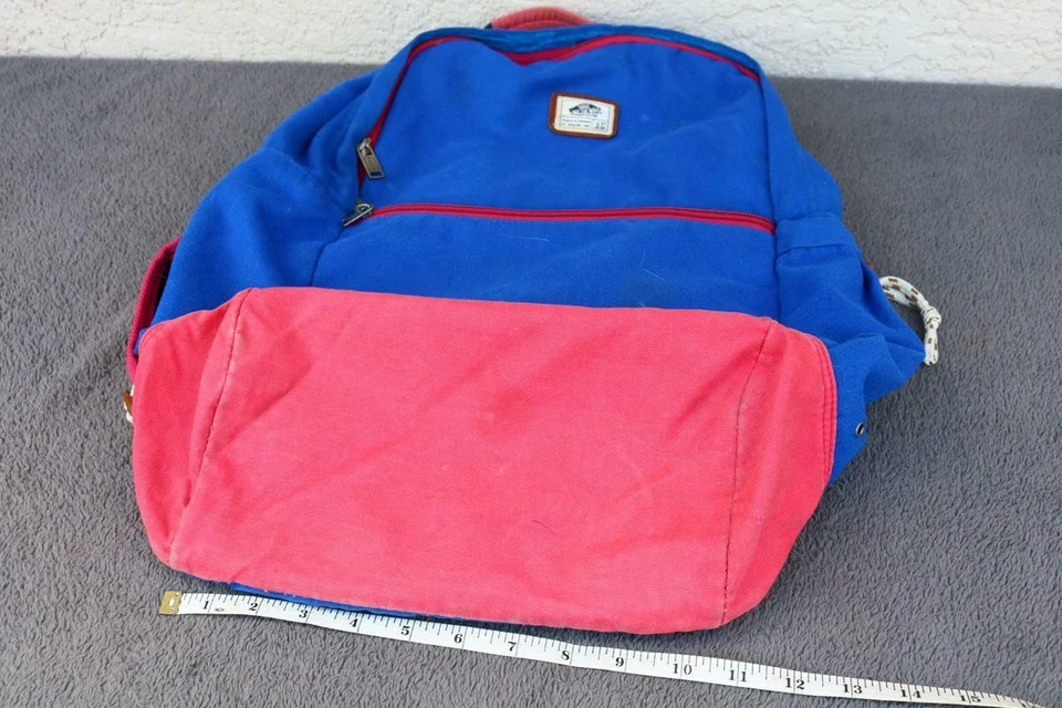 Vans Off The Wall Bolso Mochila Bolso Rosa Azul Tela Algodón Retro Cool LC Foto 2 de 4