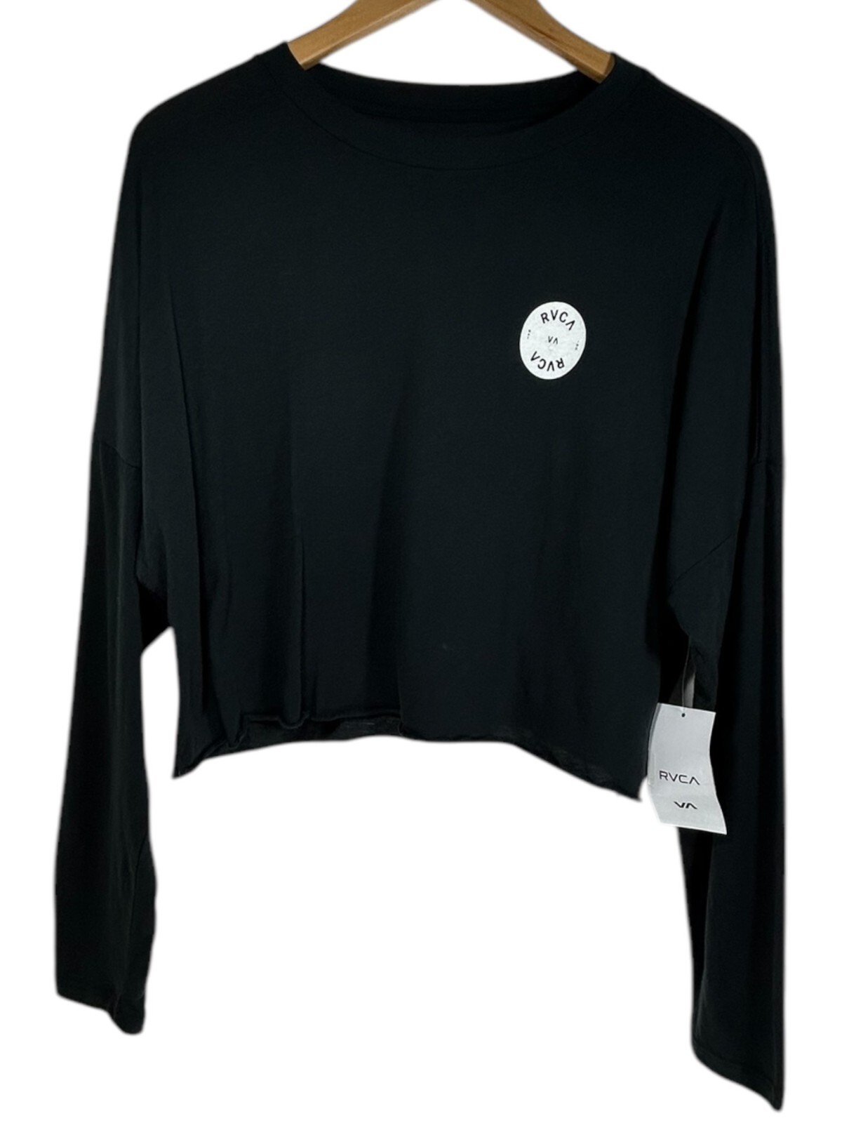 RVCA Crop Top Women M Cotton Blend Graphic Logo Tee Classic Casual Beachcore Y2K