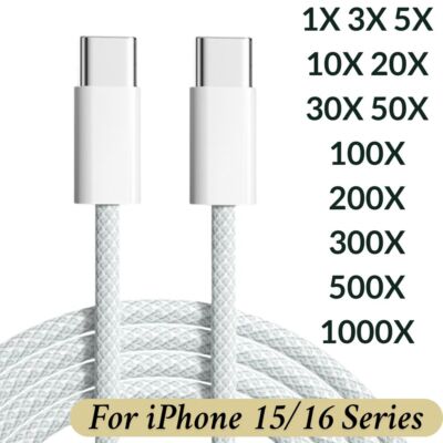 Lot Type C Cord USB-C to USB-C Cable Fast Charger For iPhone 16 15 iPad Samsung