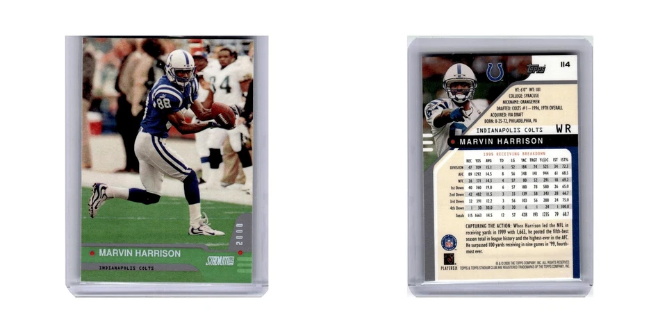 Marvin Harrison 2000 Stadium Club #114 Indianapolis Colts Football Card NM - Image 3 of 3