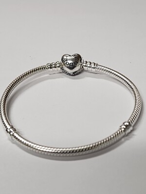 PANDORA MOMENTS HEARTS CLASP SNAKE CHAIN BRACELET #590727CZ-17cm