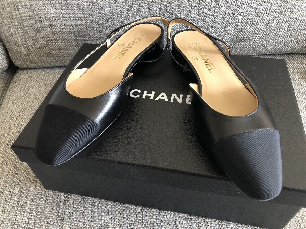 New Chanel Size 39 Goatskin Slingback Black Flat | eBay New Chanel Size 39 Goatskin Slingback Black Flat | eBay