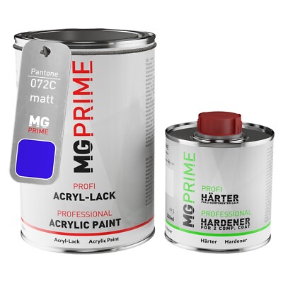 Pantone 072C Blue matt Acryl Lack 1,5 Liter 1500 ml Dose inkl. Härter