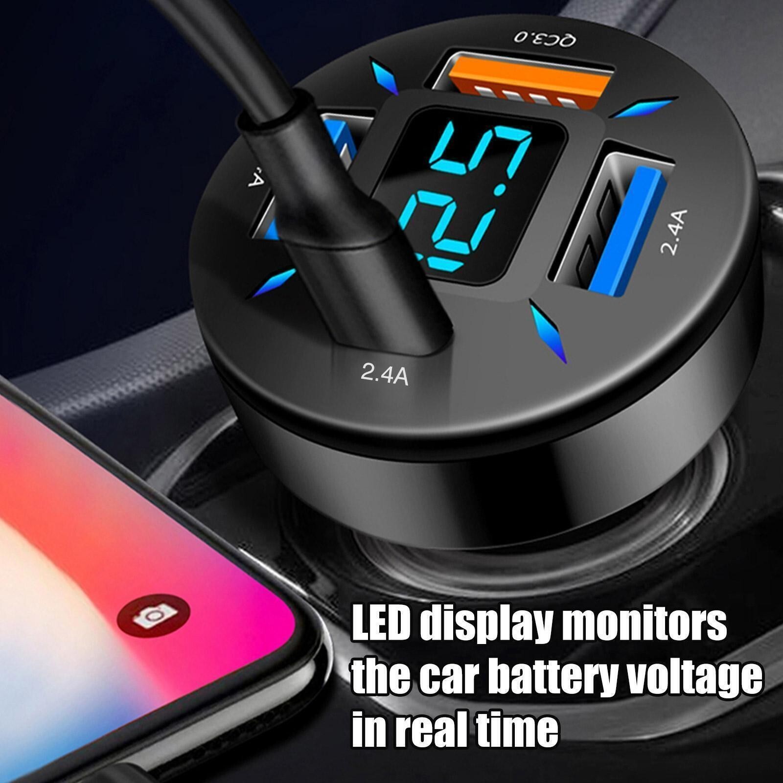 4 USB Port Super Fast Car Charger Adapter for iPhone Samsung Android