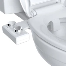 Bidet Fresh Water Spray Kit Non Electric Toilet Seat Attachment with Dual Nozzle