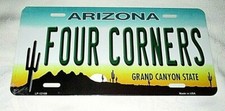 FOUR CORNERS ARIZONA Metal License Plate #2 - NEW